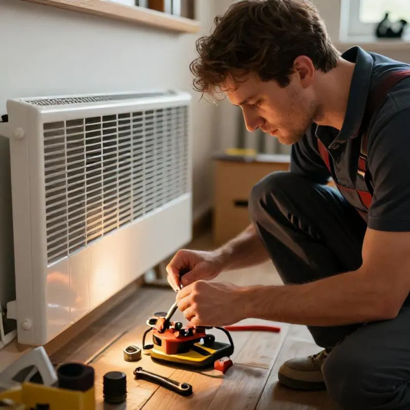 Técnico instalando aquecedor